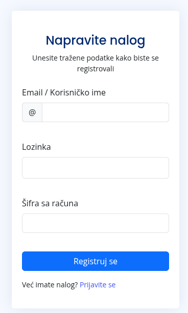 Formular za registraciju